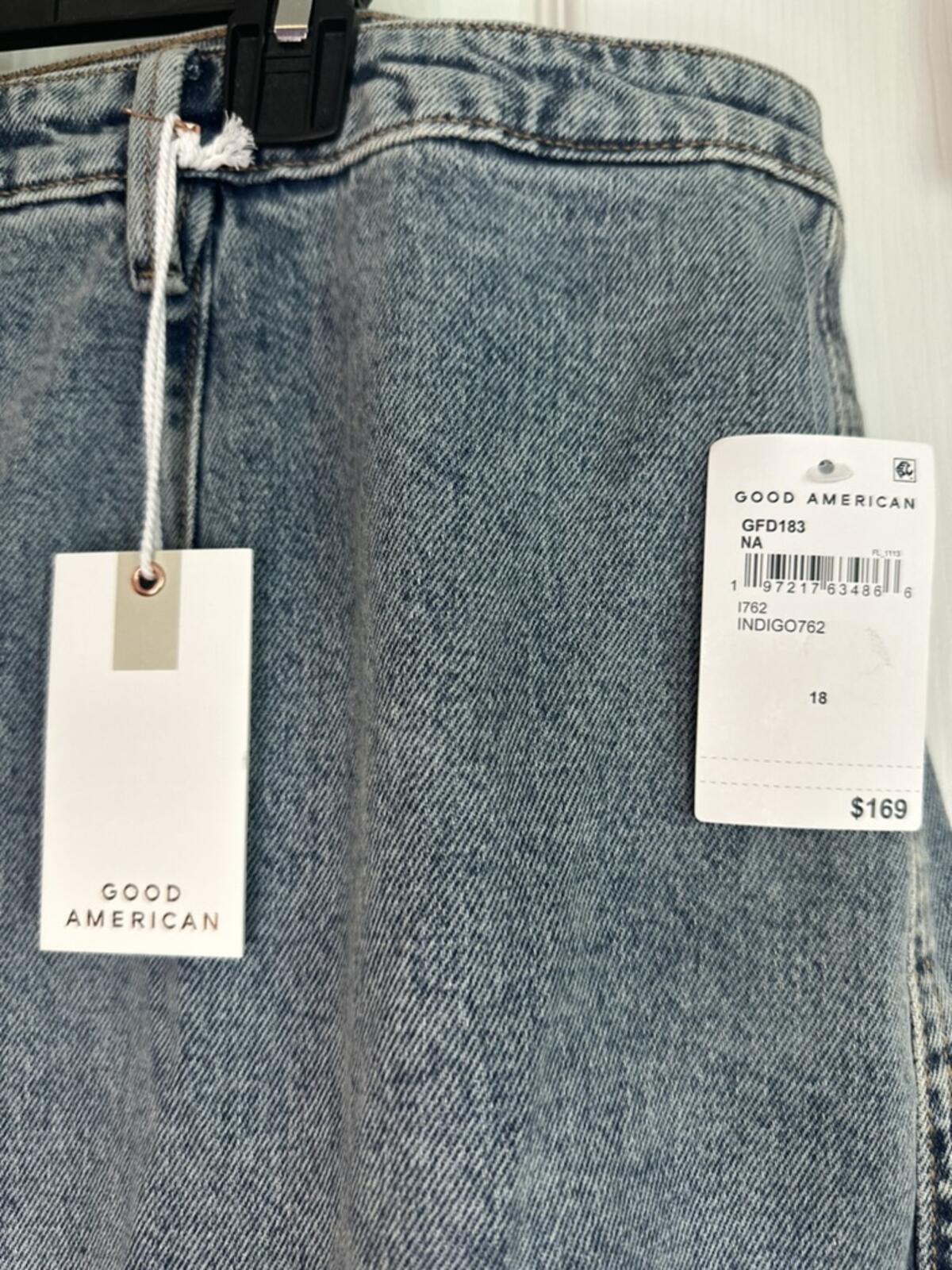 Good American Denim Cargo Midi Skirt with Pockets