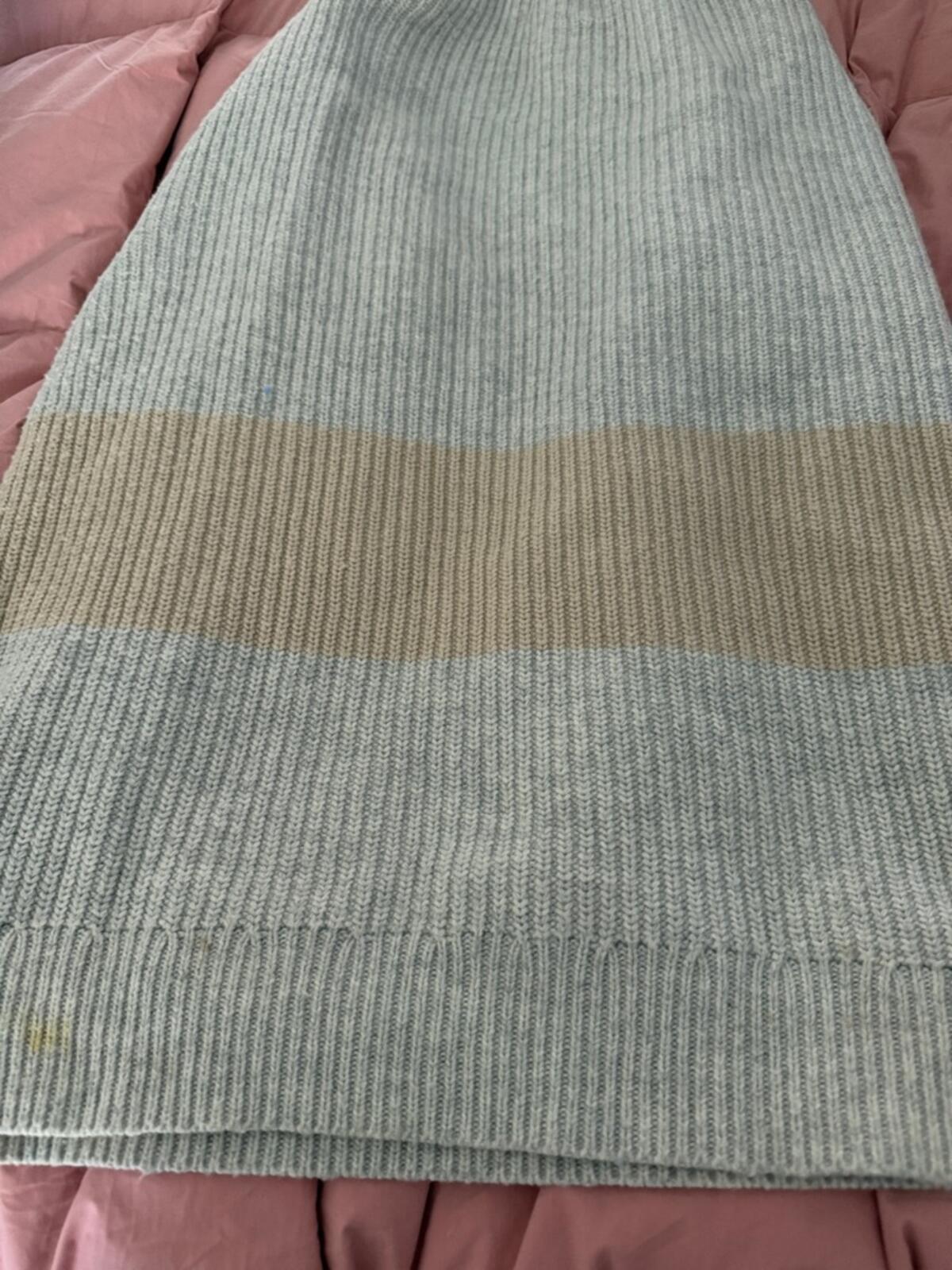 Tuckernuck Light Gray Ribbed Sweater with Beige Stripe