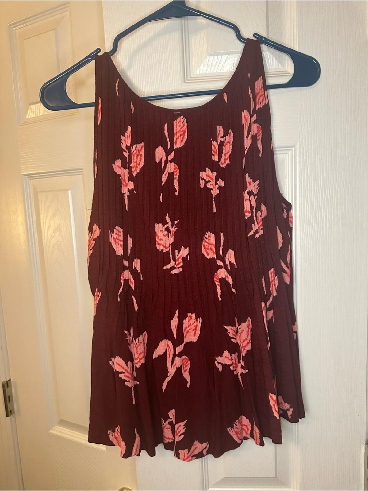 Anthropologie Burgundy Floral Tank Top