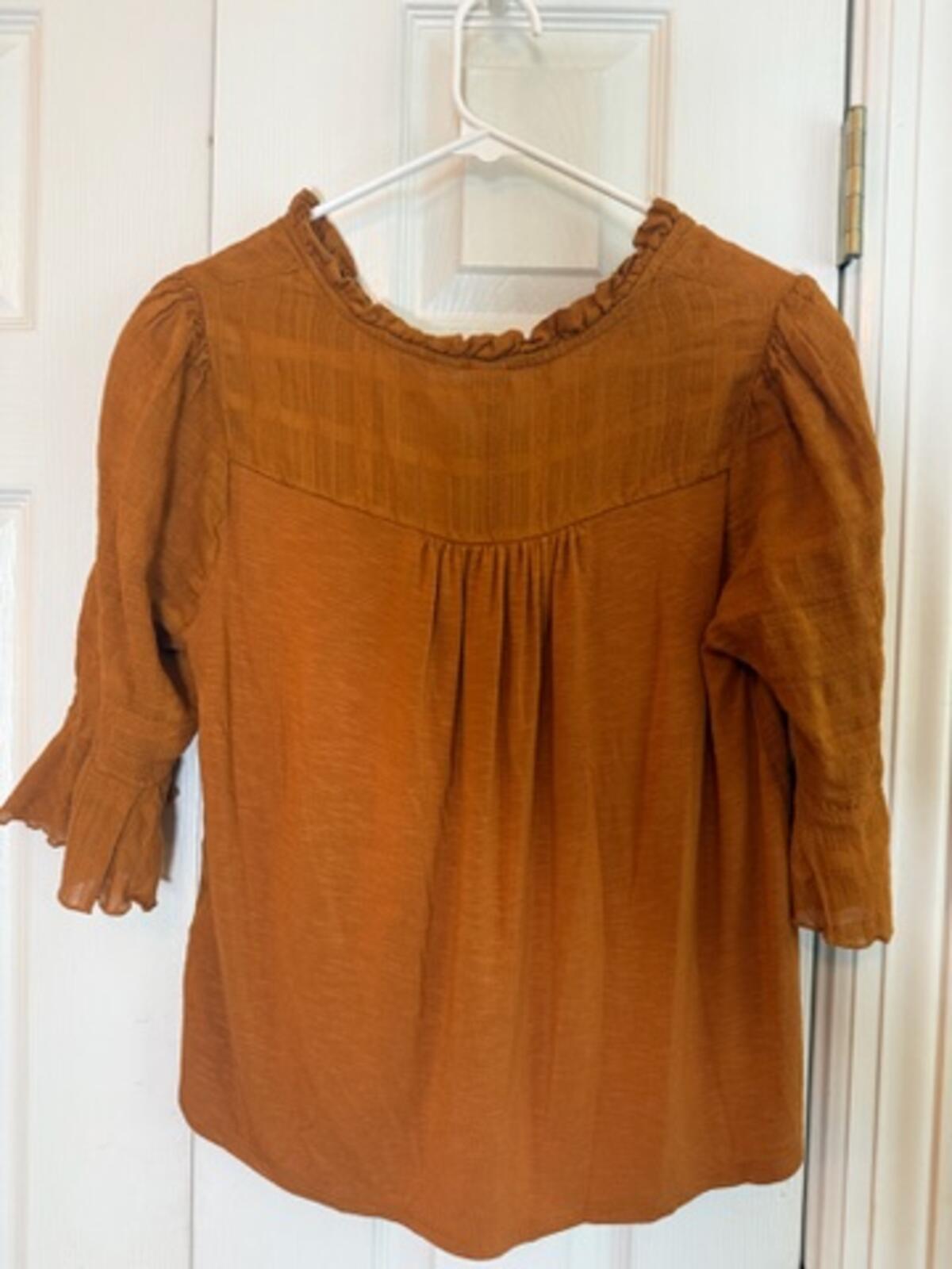 Dolan Rust Brown Textured Blouse XS