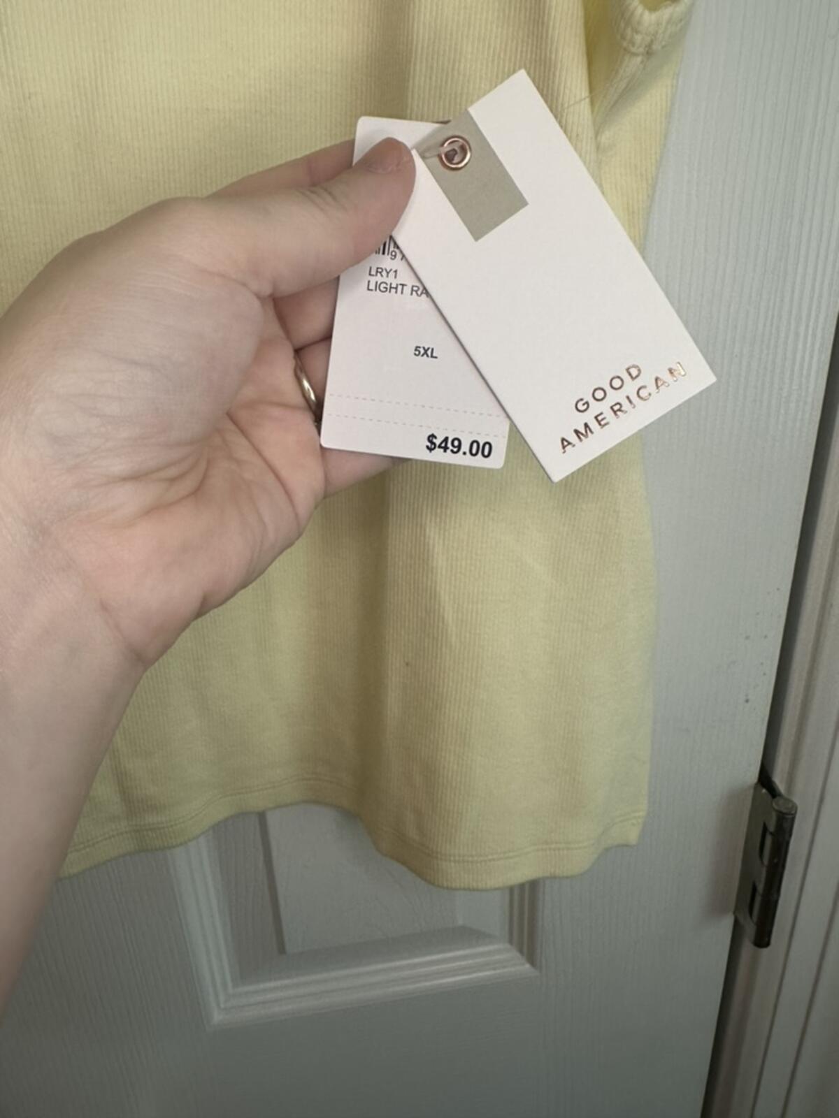 Good American Light Yellow Ribbed Tank Top 5XL