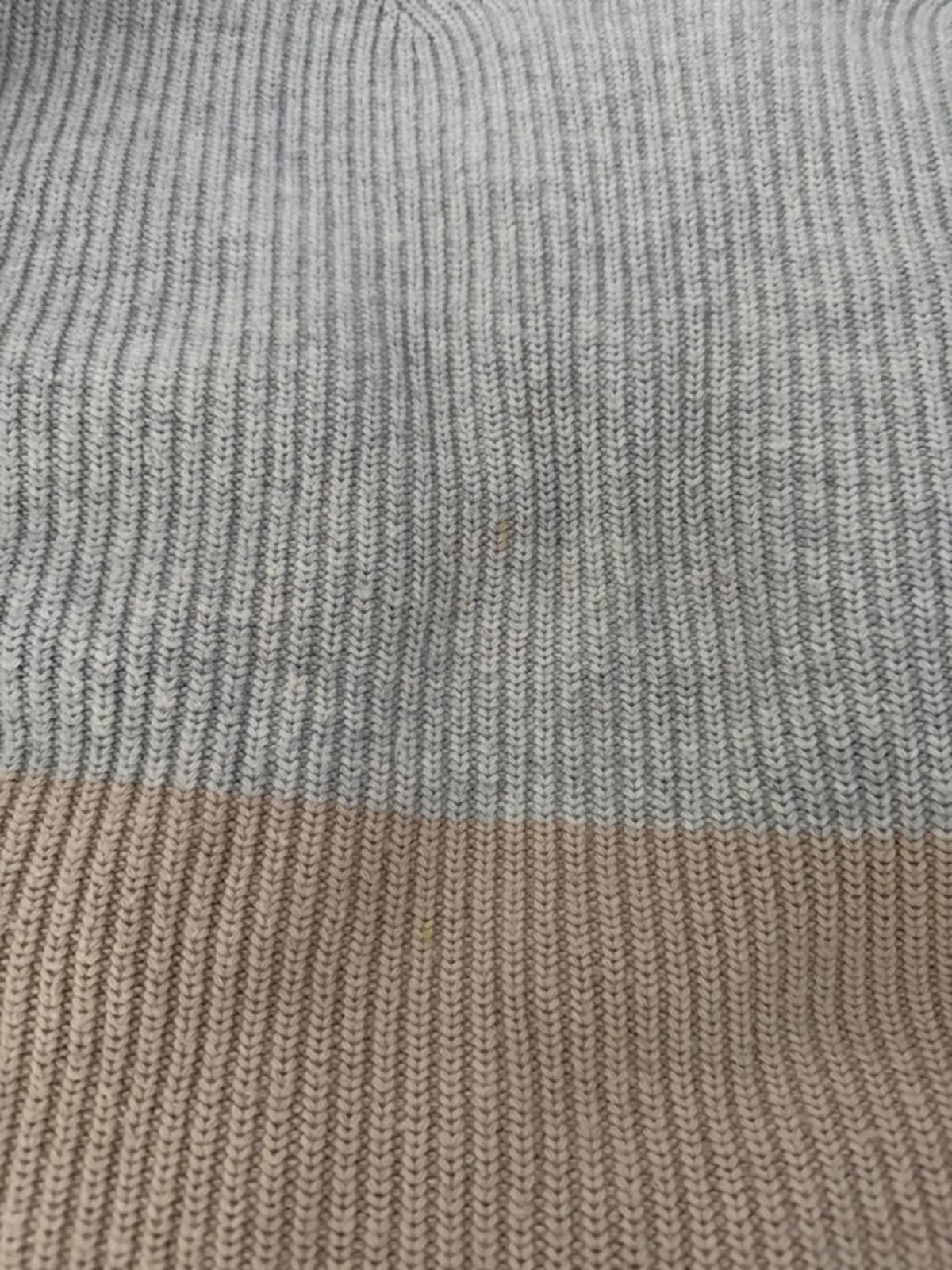 Tuckernuck Light Gray Ribbed Sweater with Beige Stripe