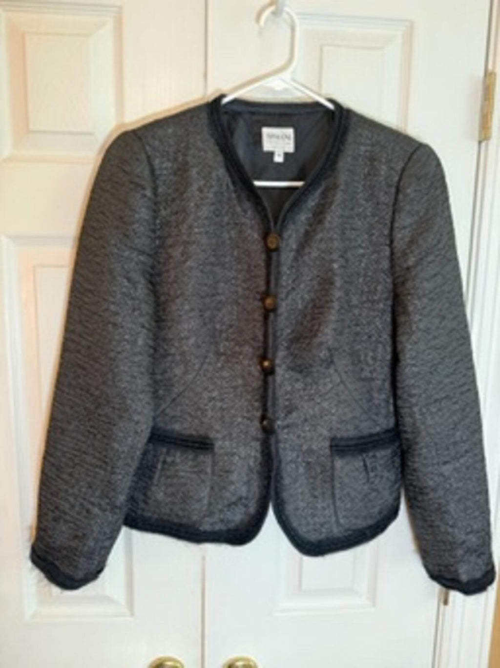 Armani Collezioni Women’s Black Textured Button Front Jacket