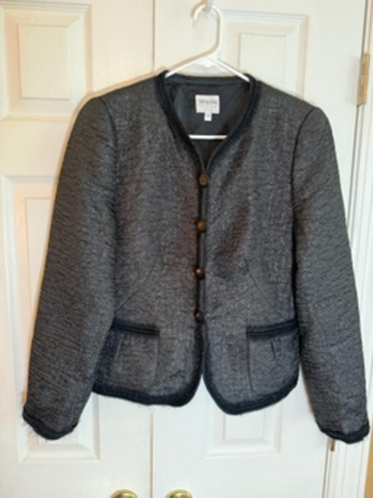 Armani Collezioni Women’s Black Textured Button Front Jacket