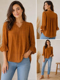 Dolan Rust Brown Textured Blouse XS