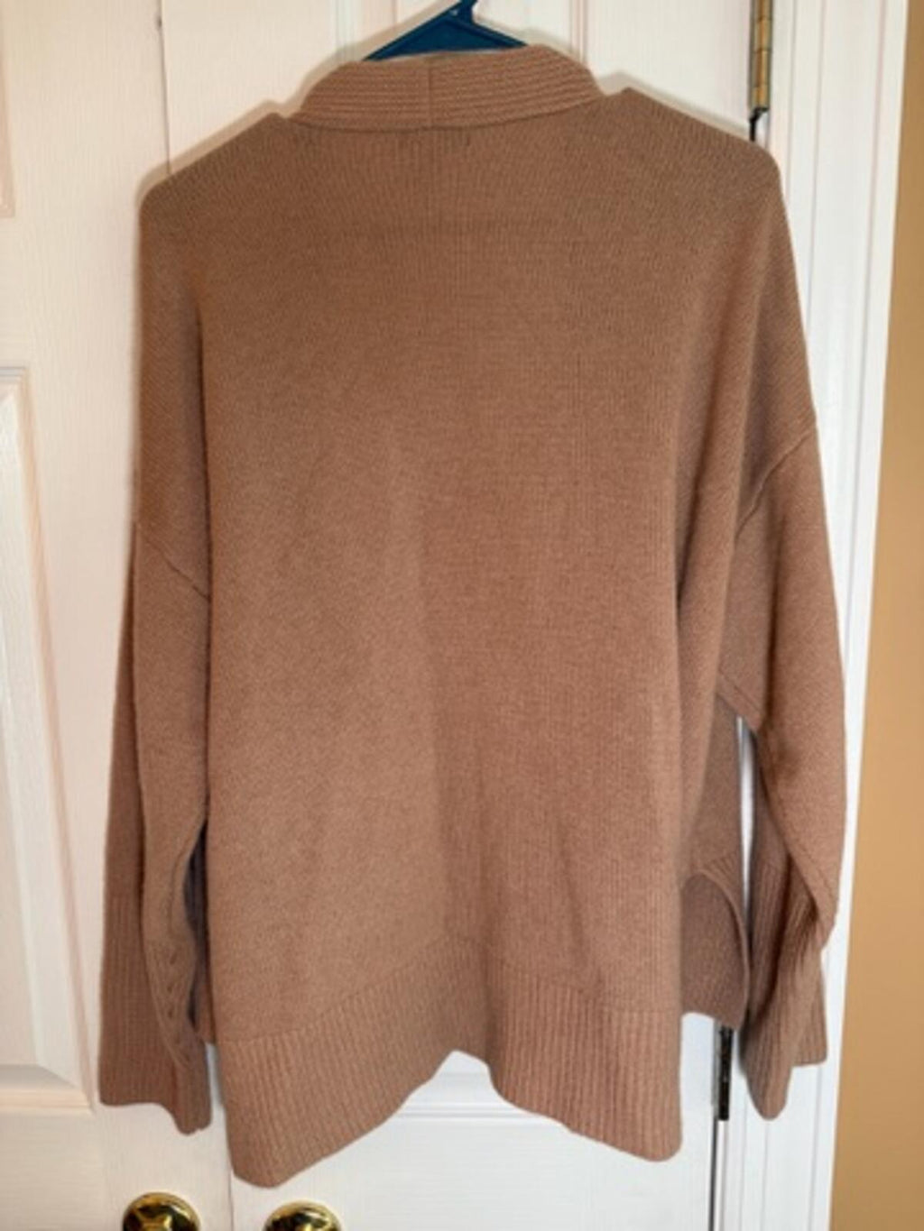 Quince 100% Cashmere Open Front Cardigan Sweater Women’s Large Camel Tan Relaxed