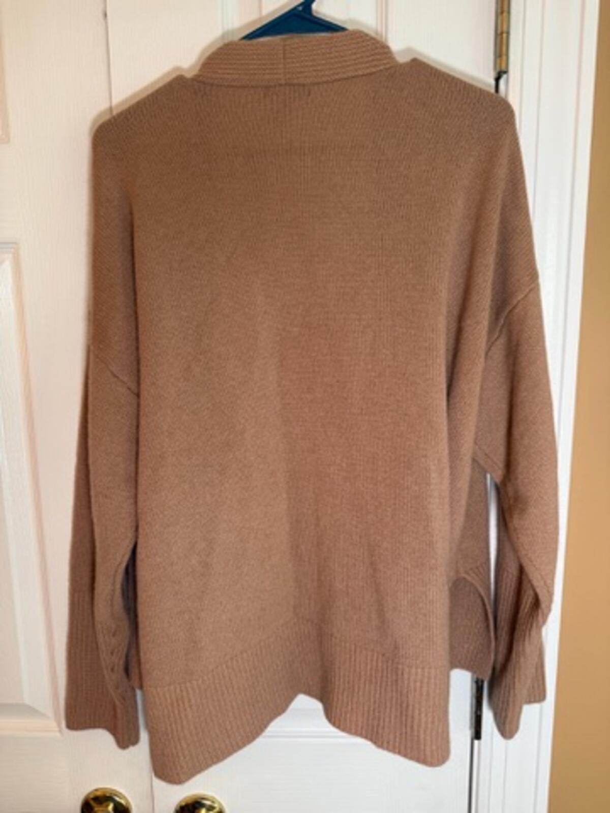 Quince 100% Cashmere Open Front Cardigan Sweater Women’s Large Camel Tan Relaxed