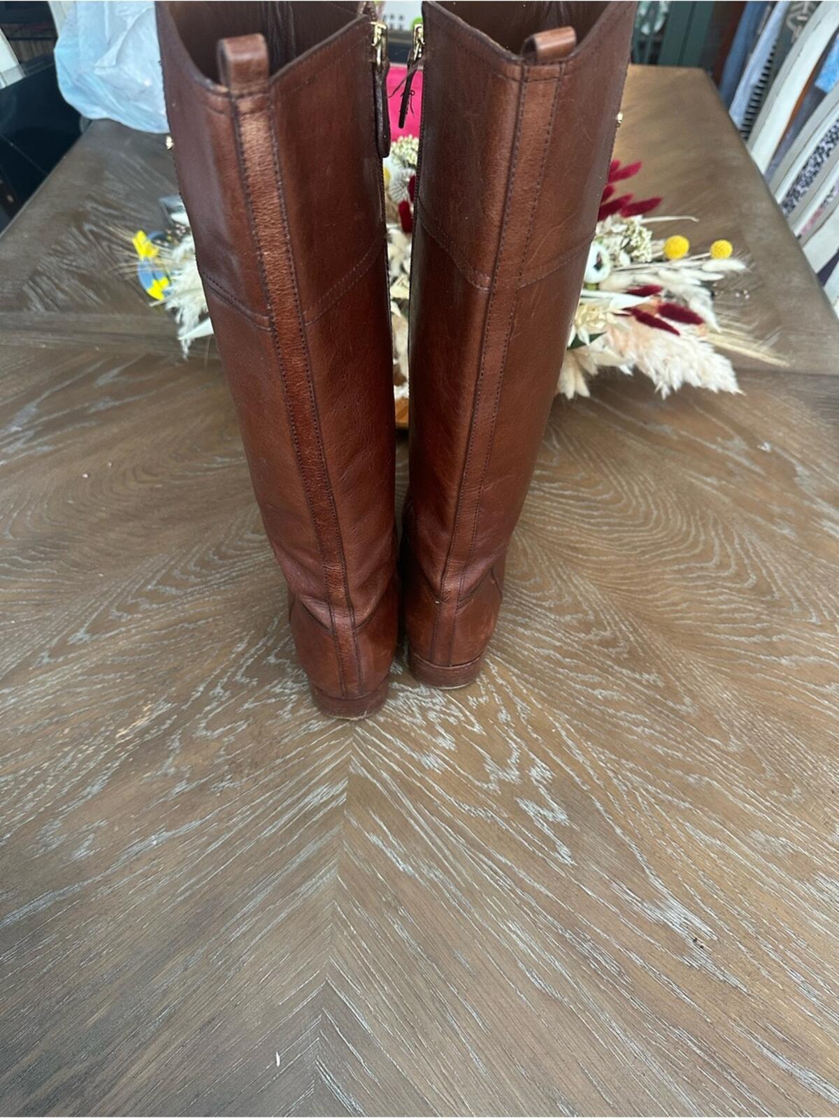 Tory Burch Kiernan Brown Leather Riding Boots