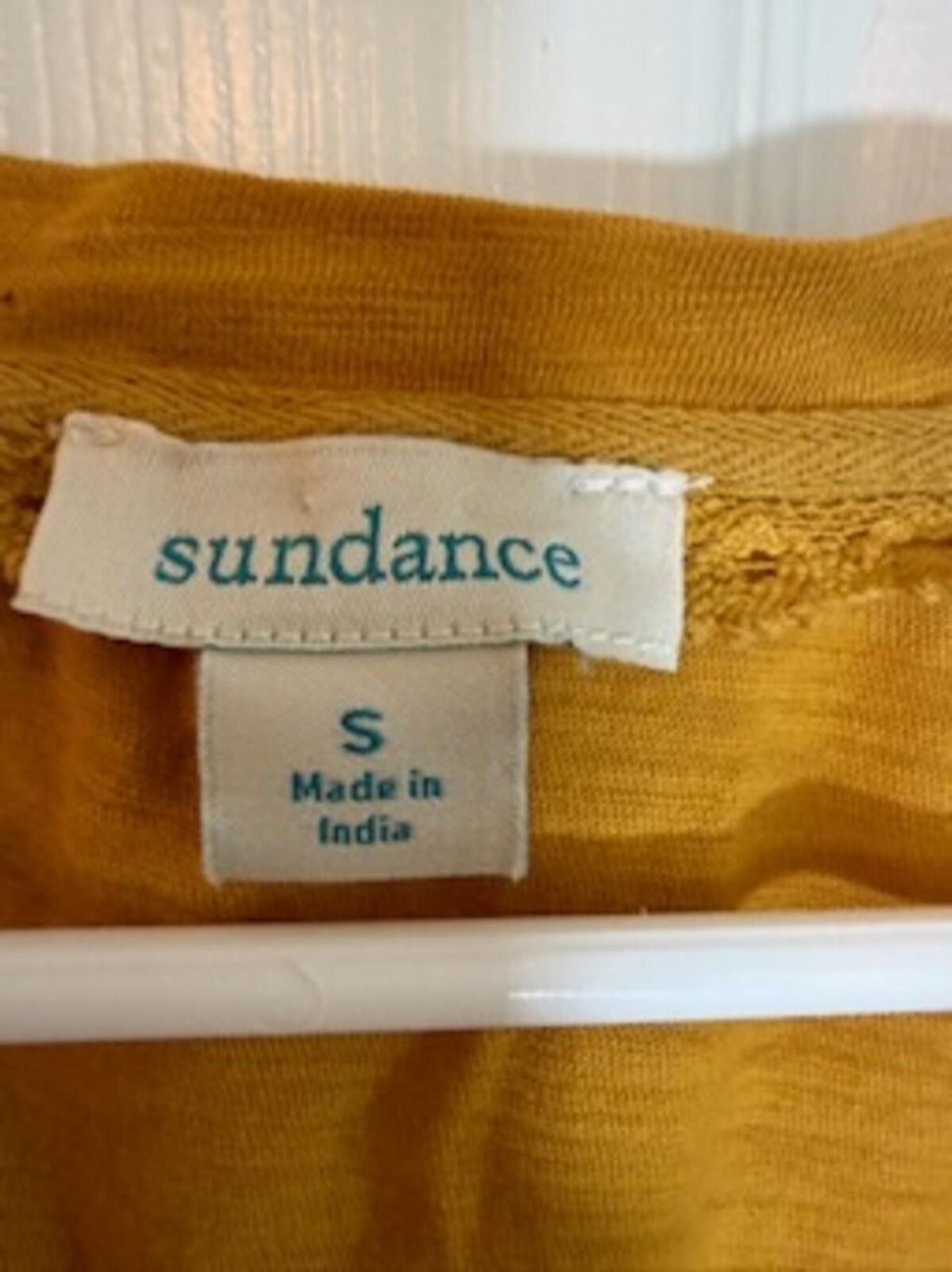 Sundance Mustard Yellow Embroidered Flutter Sleeve Boho Top