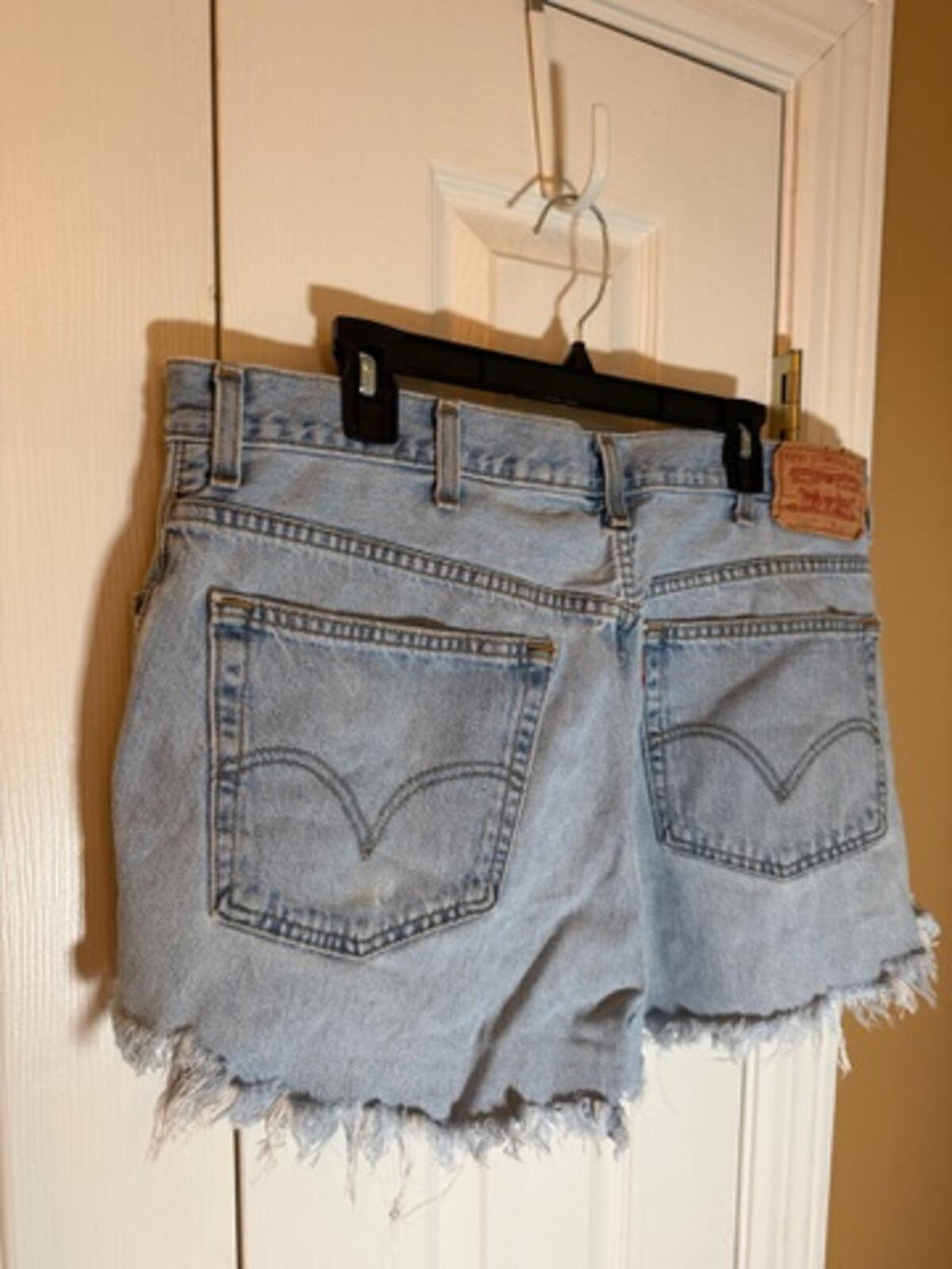 LEvi Light Blue Denim Cutoff Shorts with Frayed Hem