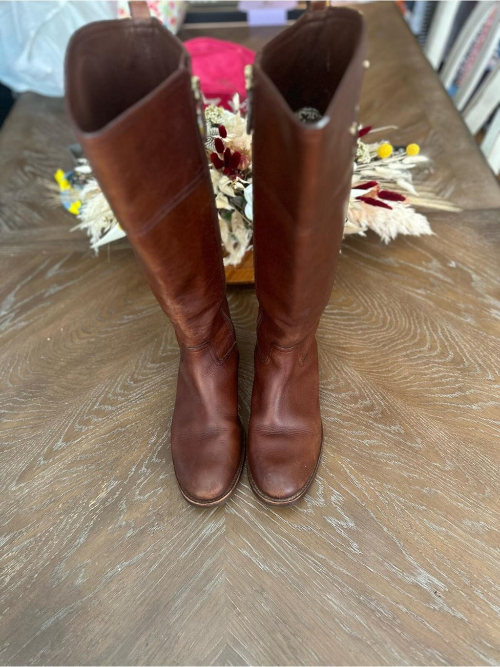 Tory Burch Kiernan Brown Leather Riding Boots