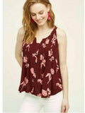 Anthropologie Burgundy Floral Tank Top