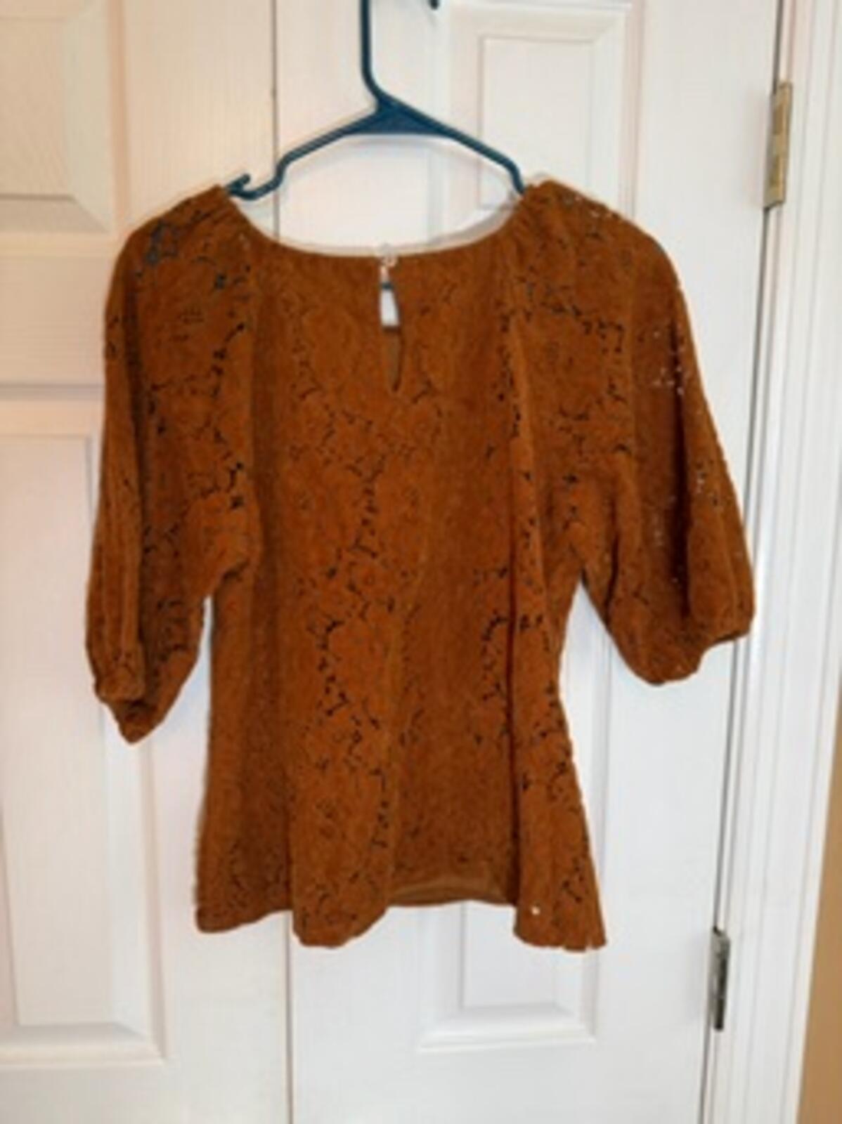 Dolan Left Coast Collection Women’s Lace Peplum Blouse Brown