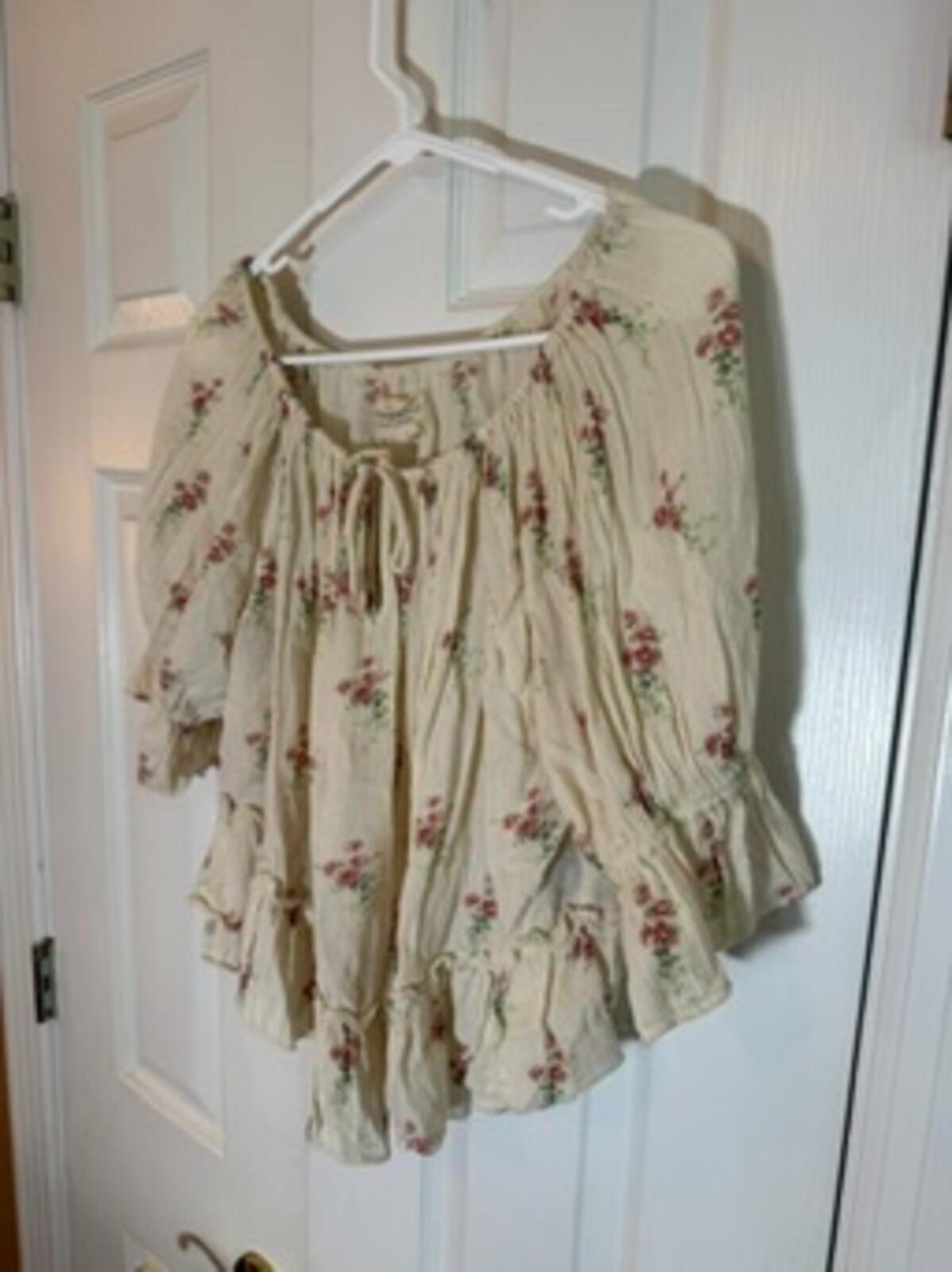 Denim & Supply Ralph Lauren Floral Peasant Blouse XS Cream