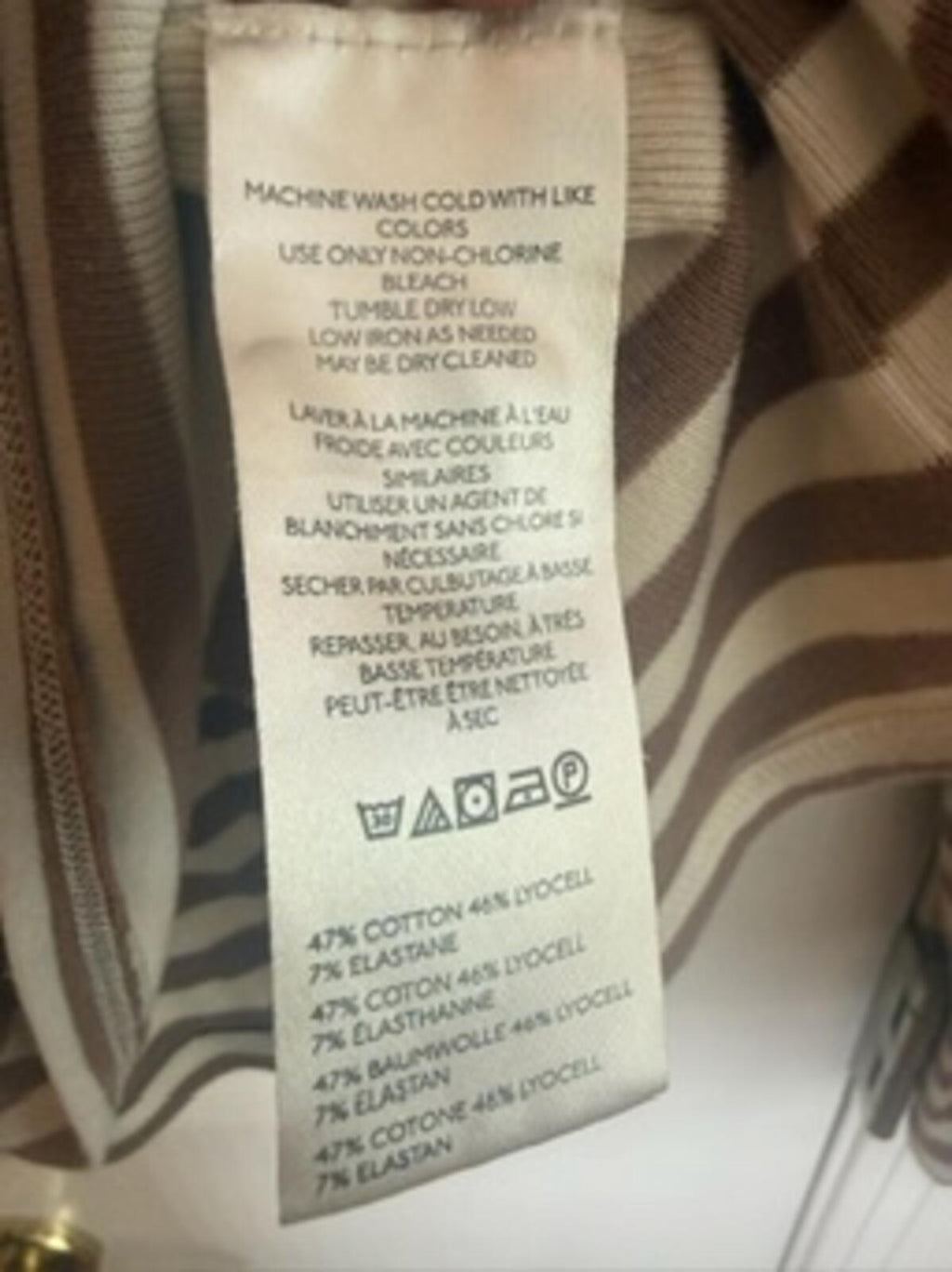 We The Free by Free People XL Brown Cream Striped Mock Neck Long Sleeve Top