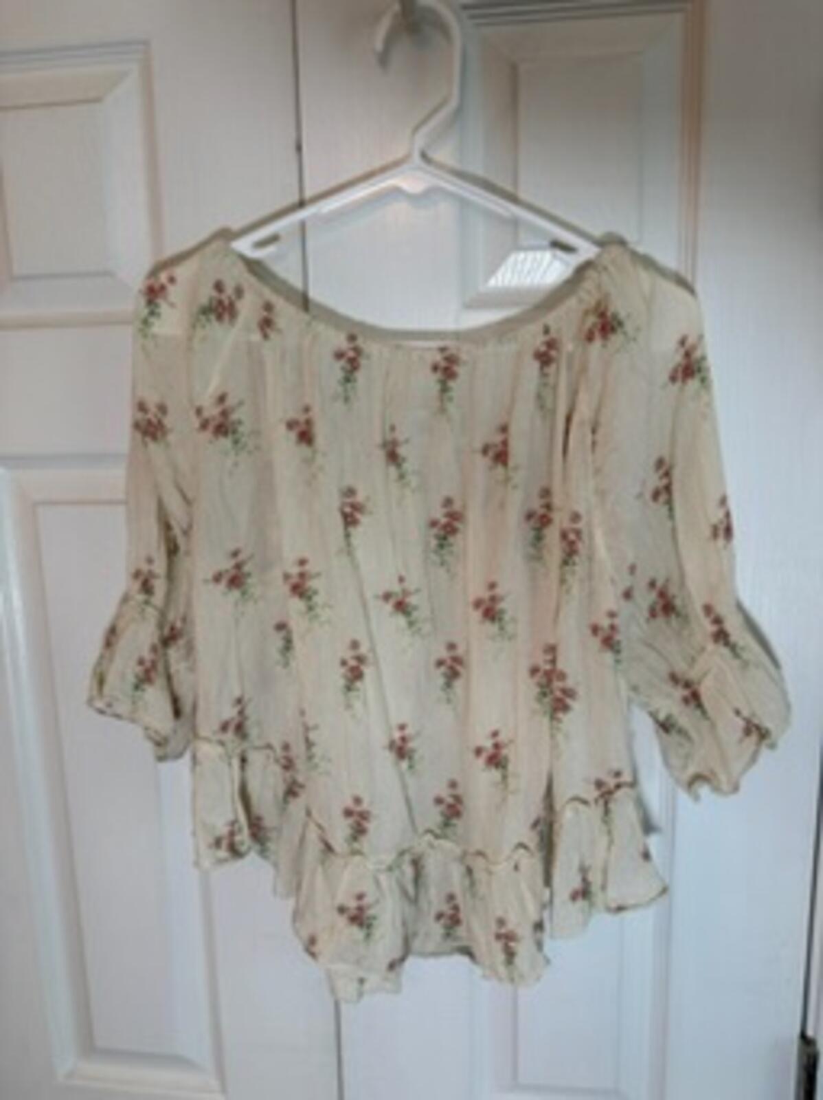 Denim & Supply Ralph Lauren Floral Peasant Blouse XS Cream