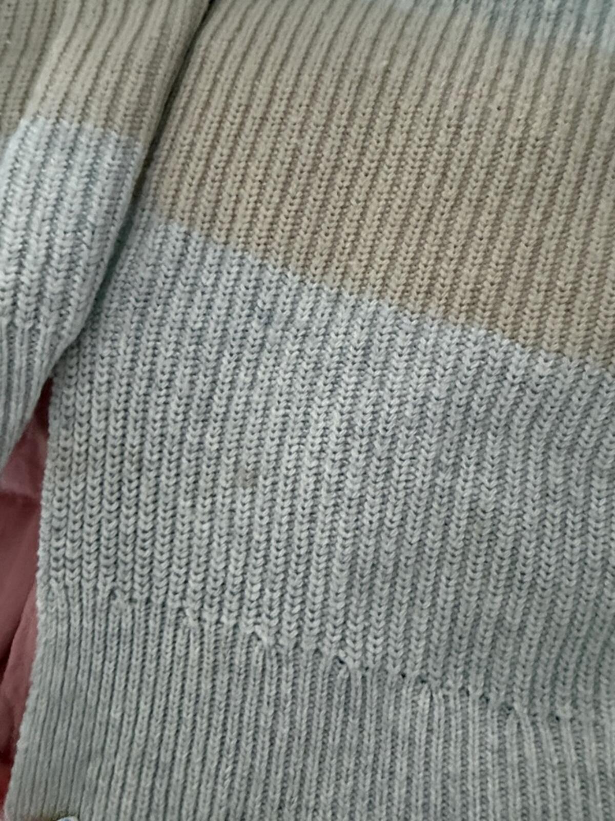 Tuckernuck Light Gray Ribbed Sweater with Beige Stripe