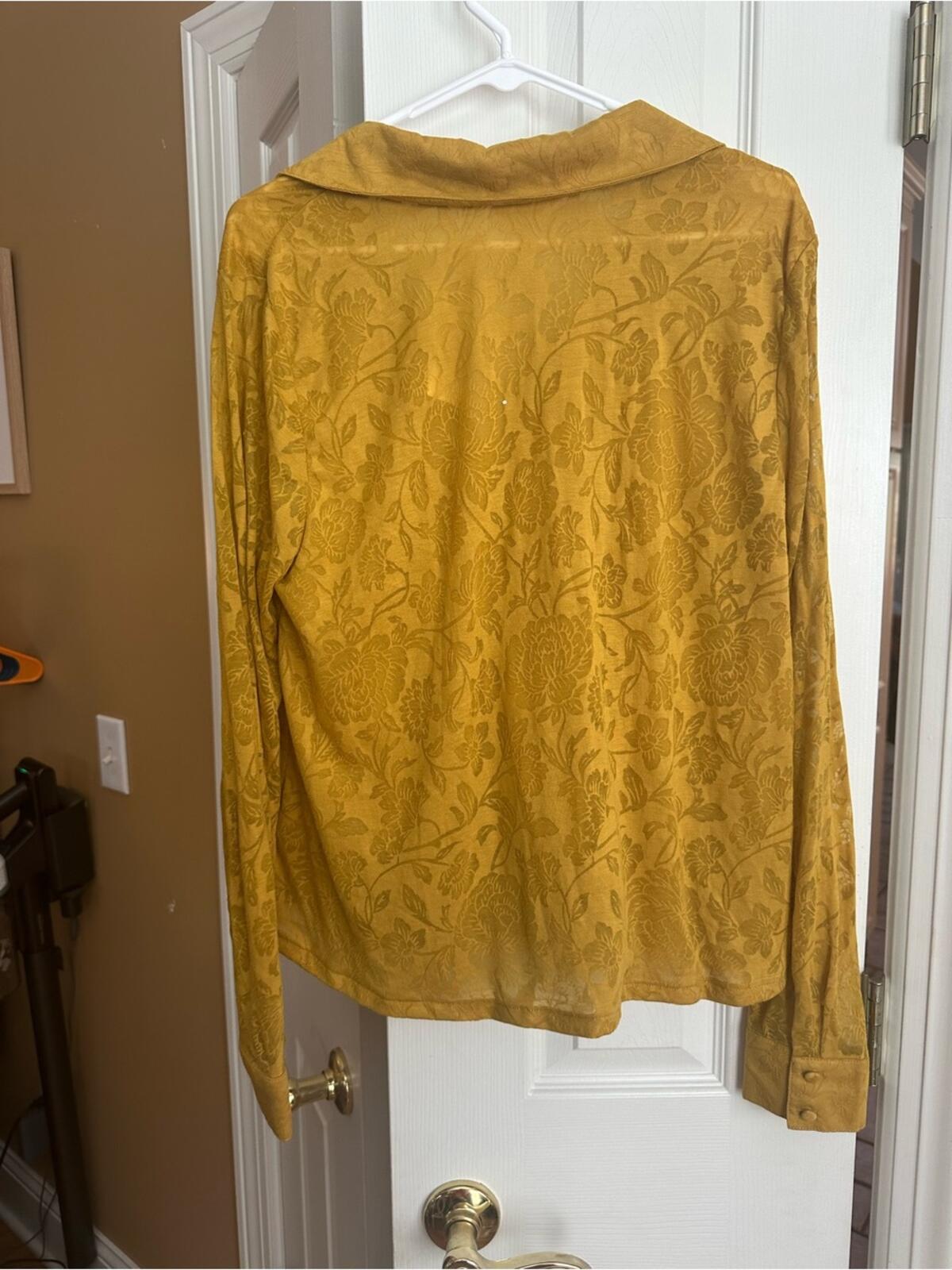Anthropologie Mustard Floral Wrap Top