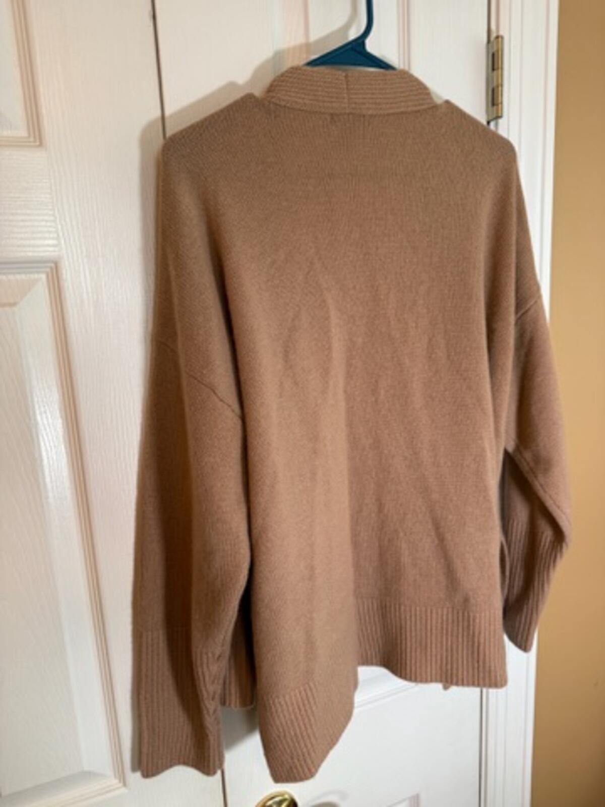 Quince 100% Cashmere Open Front Cardigan Sweater Women’s Large Camel Tan Relaxed