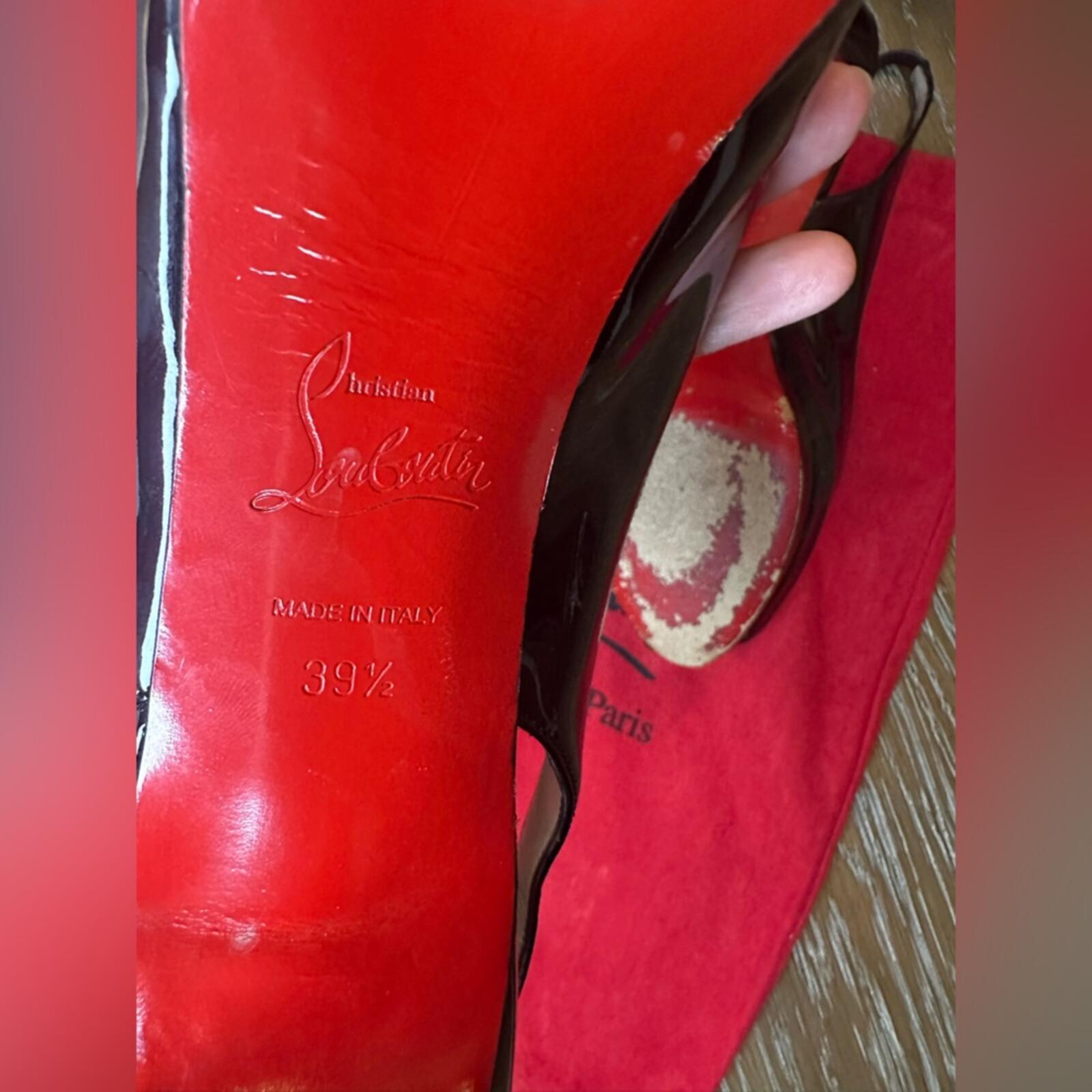Christian Louboutin Burgundy Patent Peep-Toe Slingback Heels