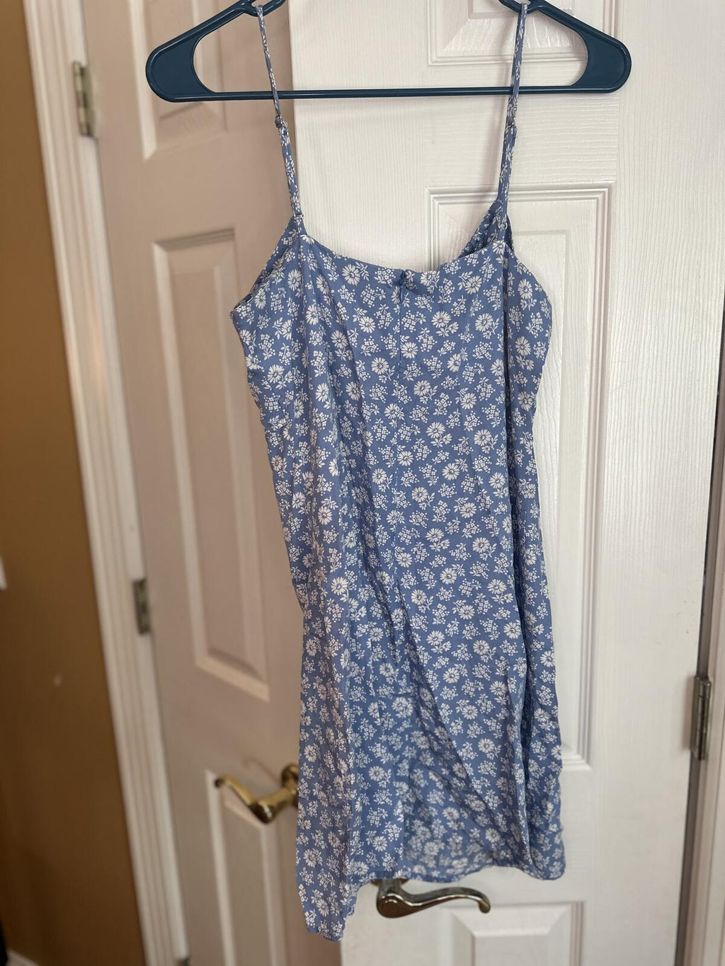 Reformation Blue Floral Mini Dress with Spaghetti Straps