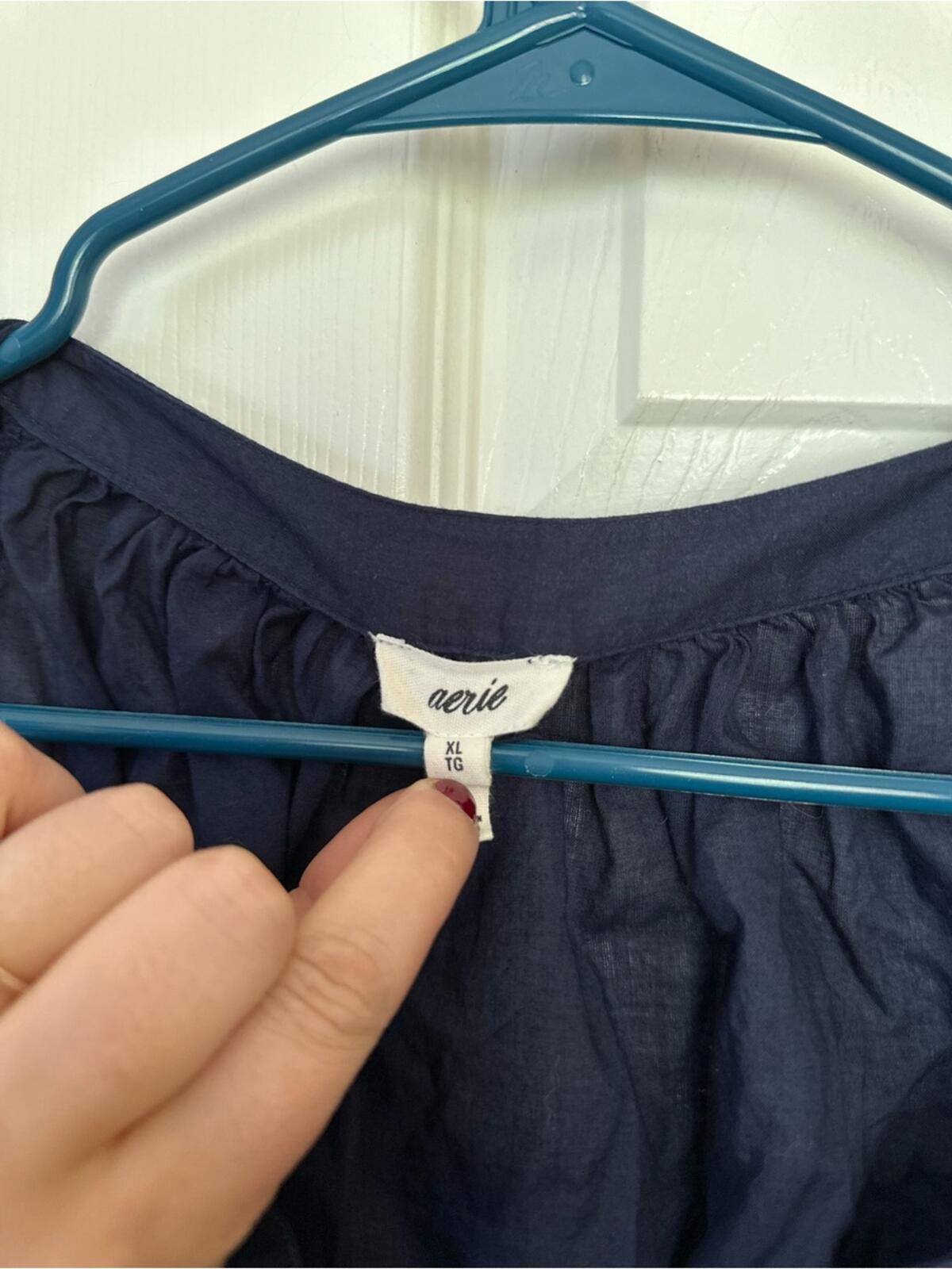 Aerie Peasant Blouse with Smocked Sleeves