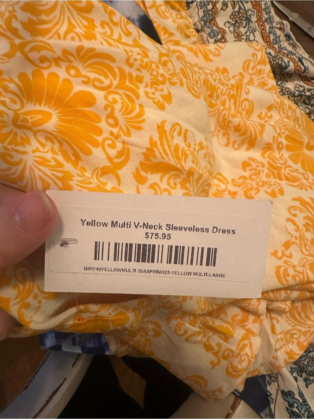 POL Yellow and White Patterned Sleeveless Maxi Dress