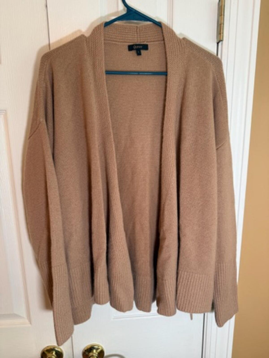 Quince 100% Cashmere Open Front Cardigan Sweater Women’s Large Camel Tan Relaxed