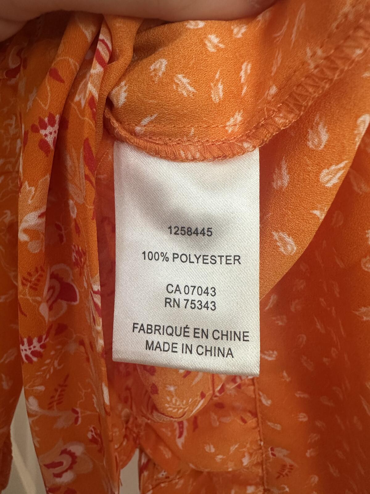 Joie Orange Floral Tie Front Blouse Size Large