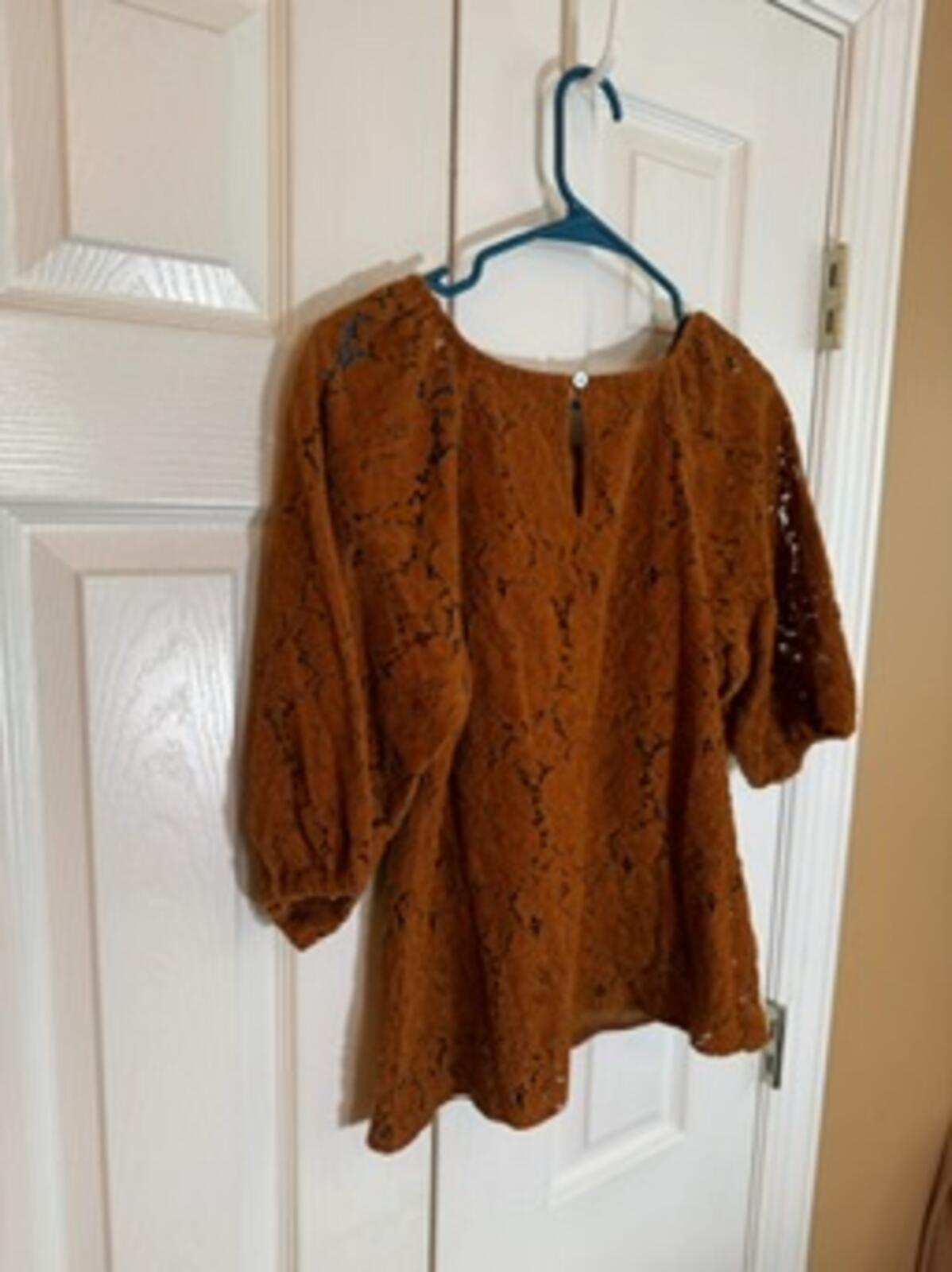 Dolan Left Coast Collection Women’s Lace Peplum Blouse Brown