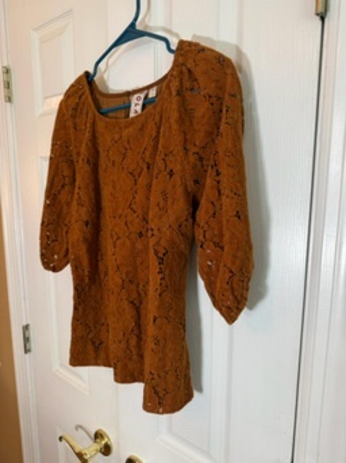Dolan Left Coast Collection Women’s Lace Peplum Blouse Brown