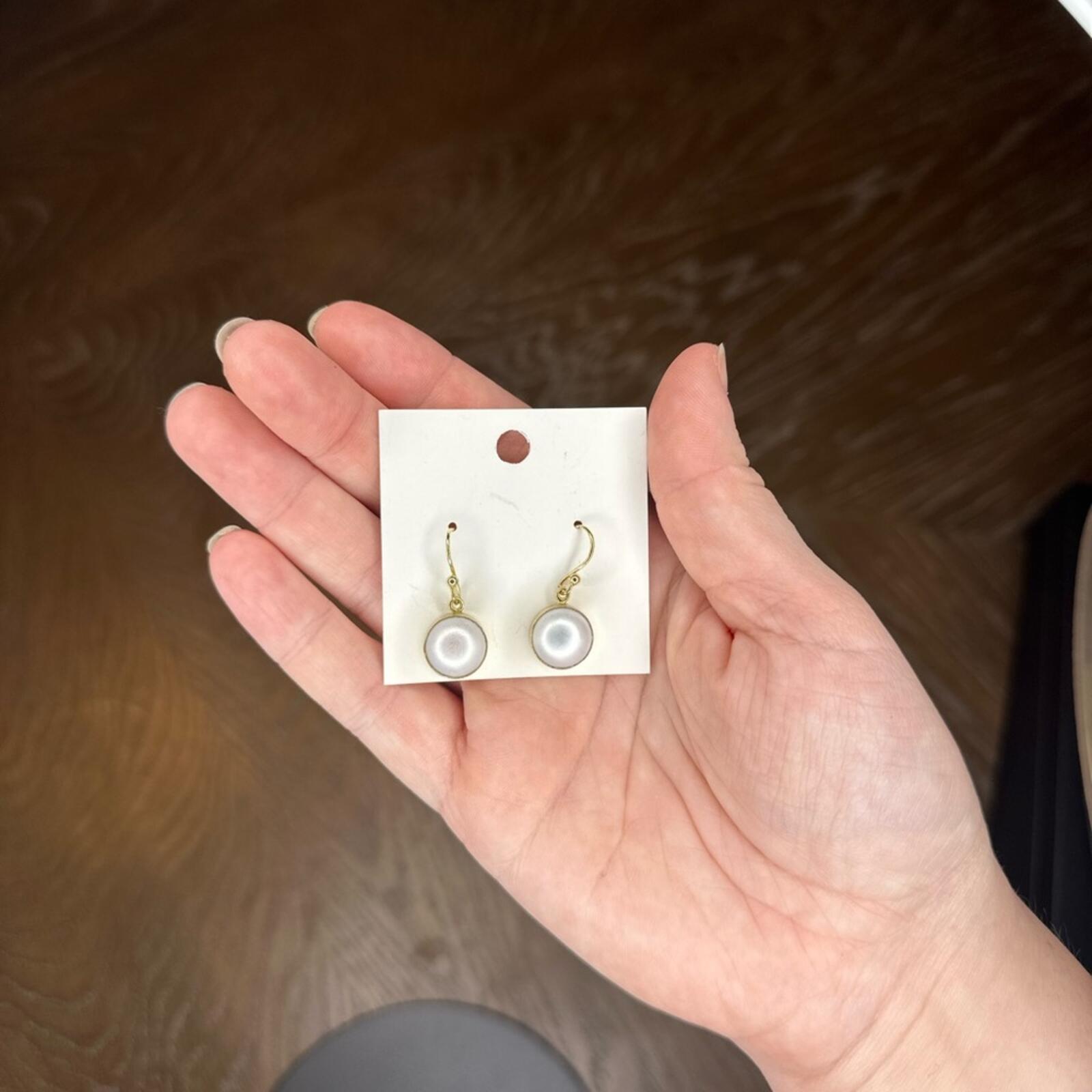 Elegant Pearl Drop Earrings with Gold Tone Hooks