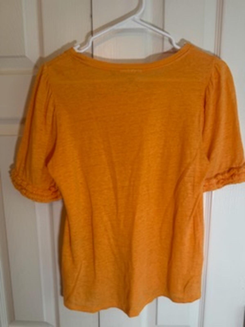 Chico’s Linen Blend Orange Ruffle Sleeve Top Women’s Size 0