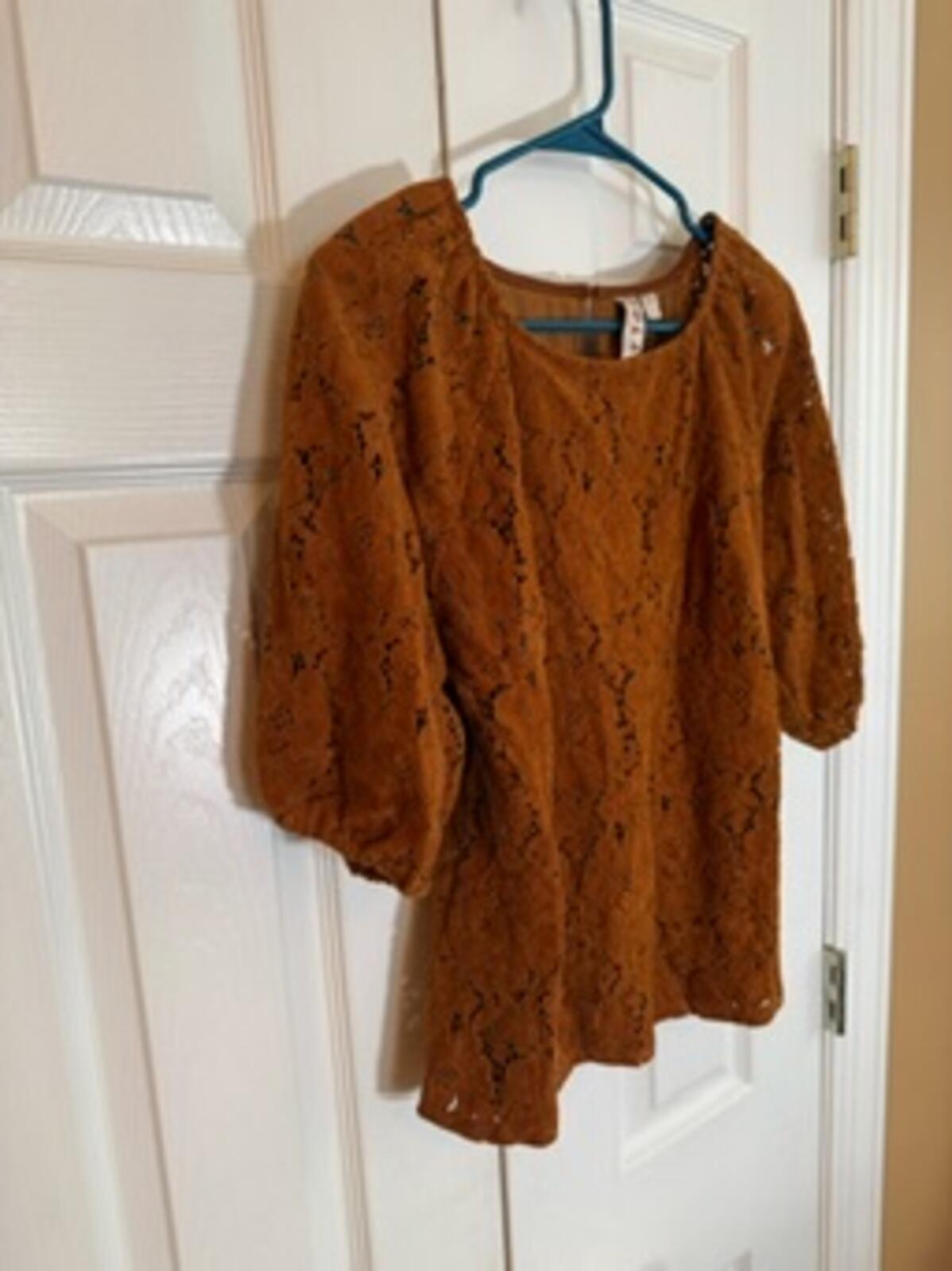 Dolan Left Coast Collection Women’s Lace Peplum Blouse Brown