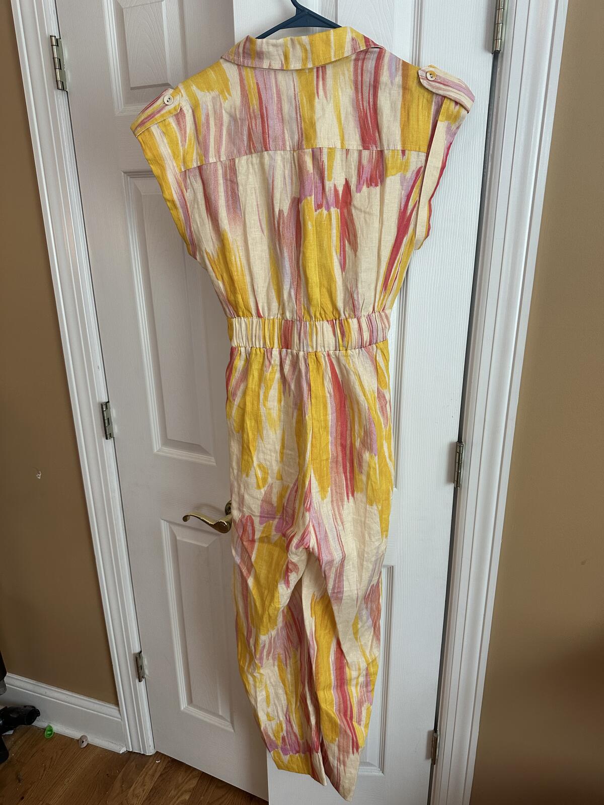 Little Lies Linen Jumpsuit with Tie Waist, Size L