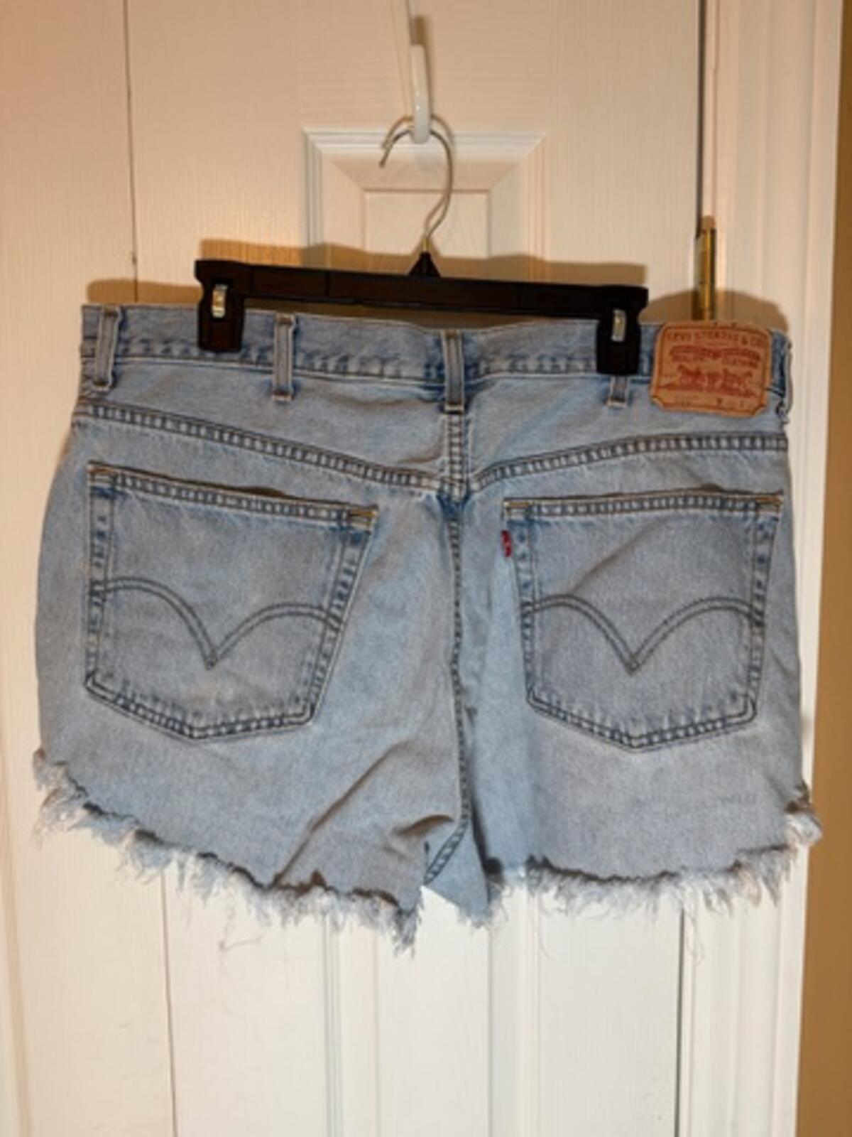 LEvi Light Blue Denim Cutoff Shorts with Frayed Hem