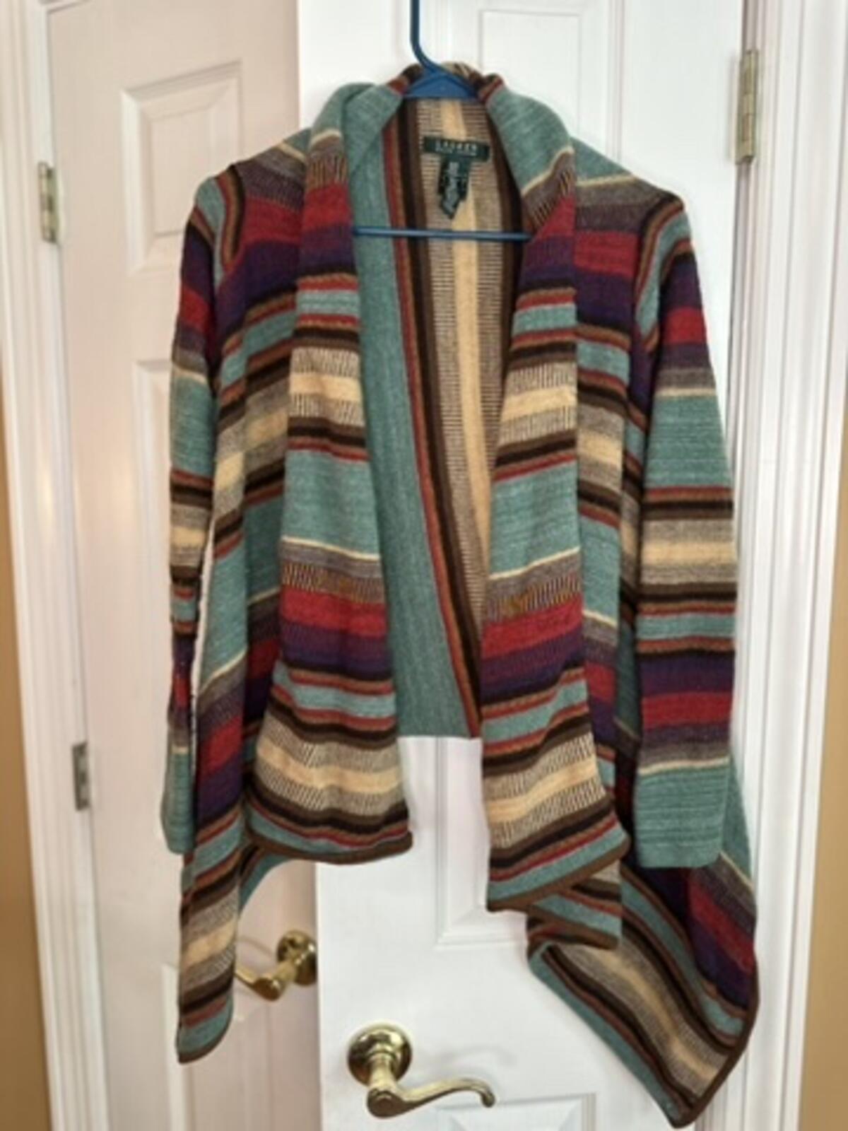 Lauren Ralph Lauren Striped Knit Cardigan Sweater S/M