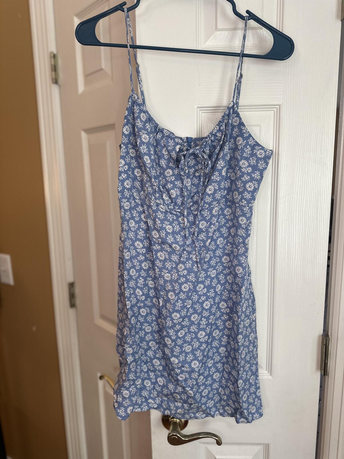 Reformation Blue Floral Mini Dress with Spaghetti Straps