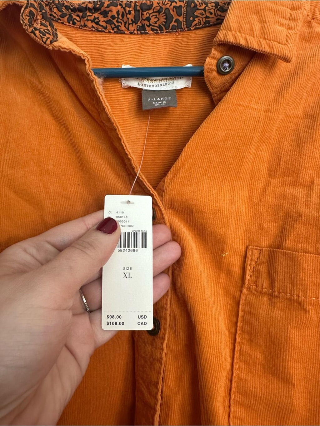 Anthropologie Corduroy Button Down