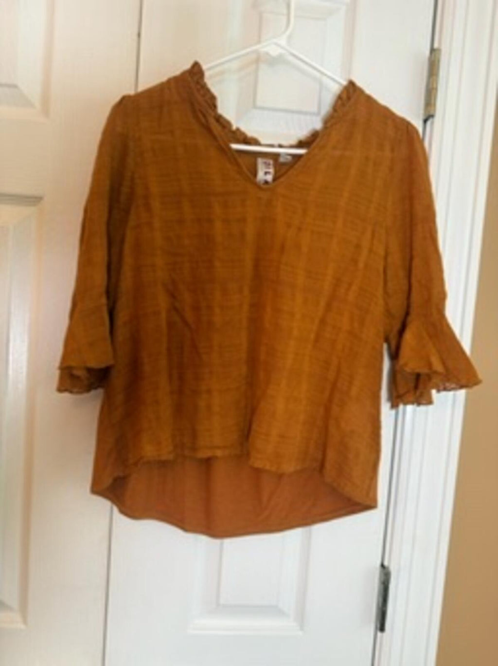 Dolan Rust Brown Textured Blouse XS
