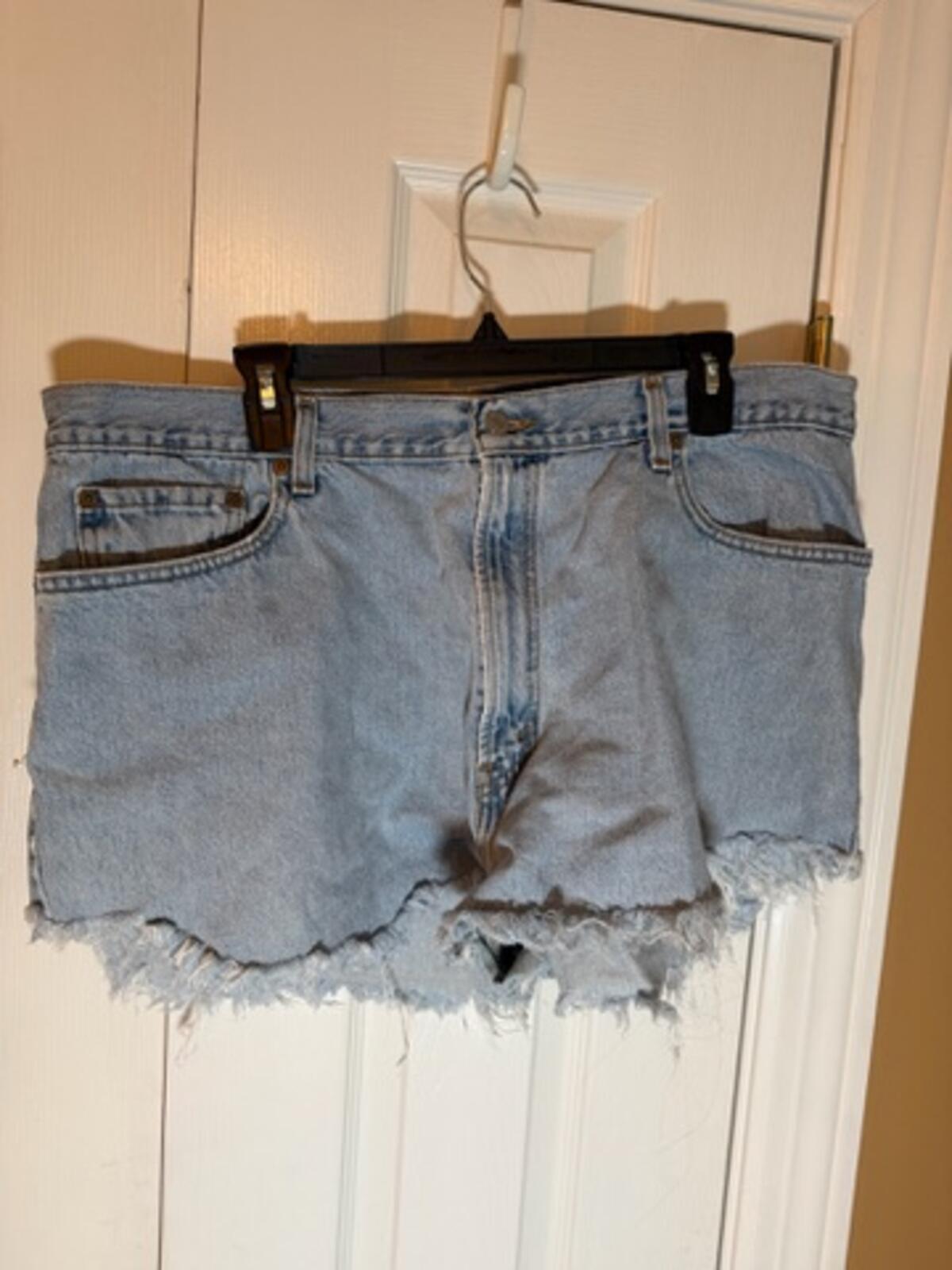 LEvi Light Blue Denim Cutoff Shorts with Frayed Hem