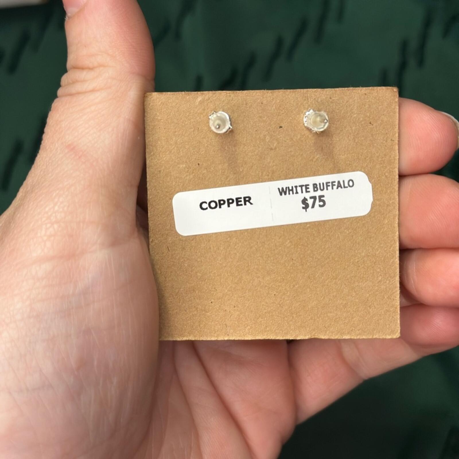 White Buffalo and Copper Earrings
