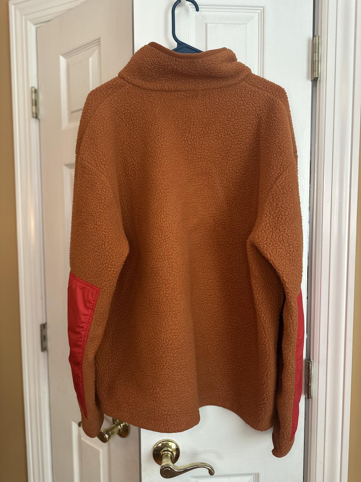 Nike Brown Sherpa Fleece Jacket with Red Nylon Accents