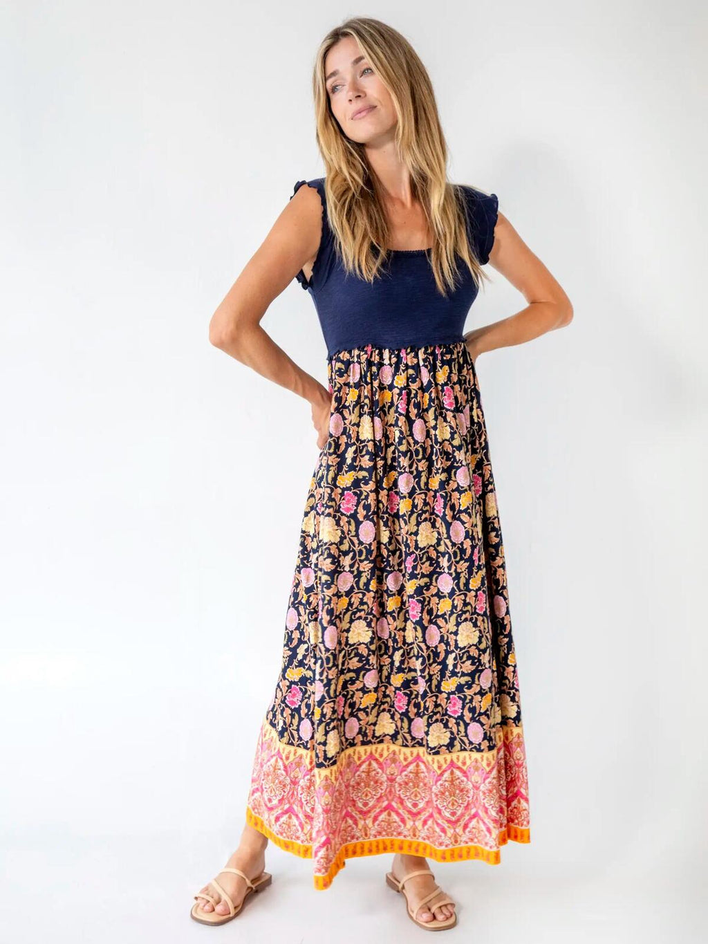 Natural Life XL Sleeveless Maxi Dress with Floral Print