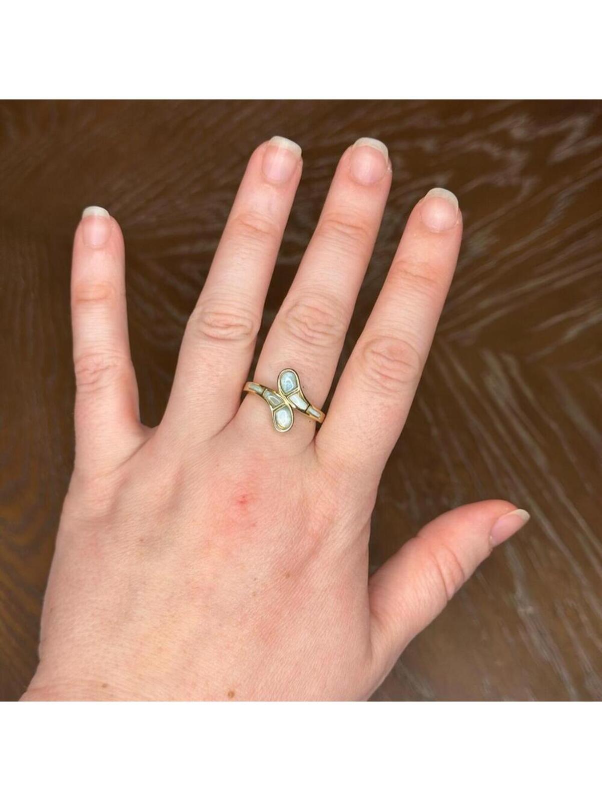 Natural Larimar and Gold Vermeil Ring