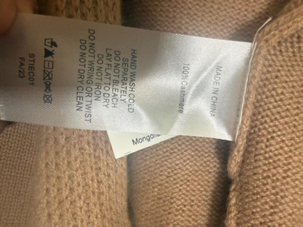 Quince 100% Cashmere Open Front Cardigan Sweater Women’s Large Camel Tan Relaxed