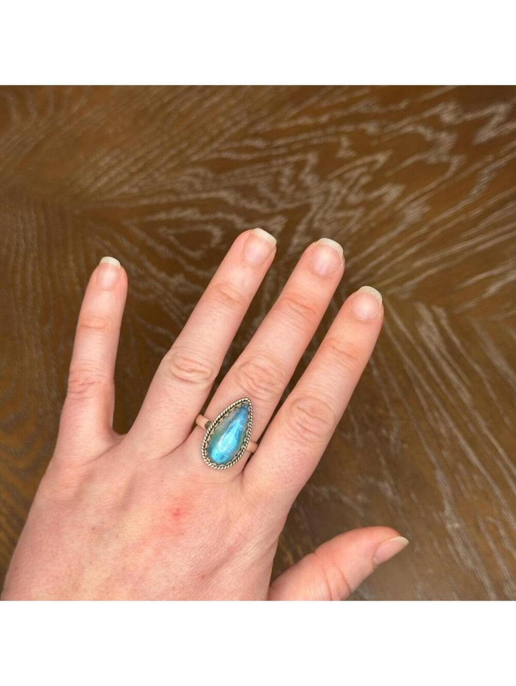 Blue Moonstone and Sterling Silver Ring