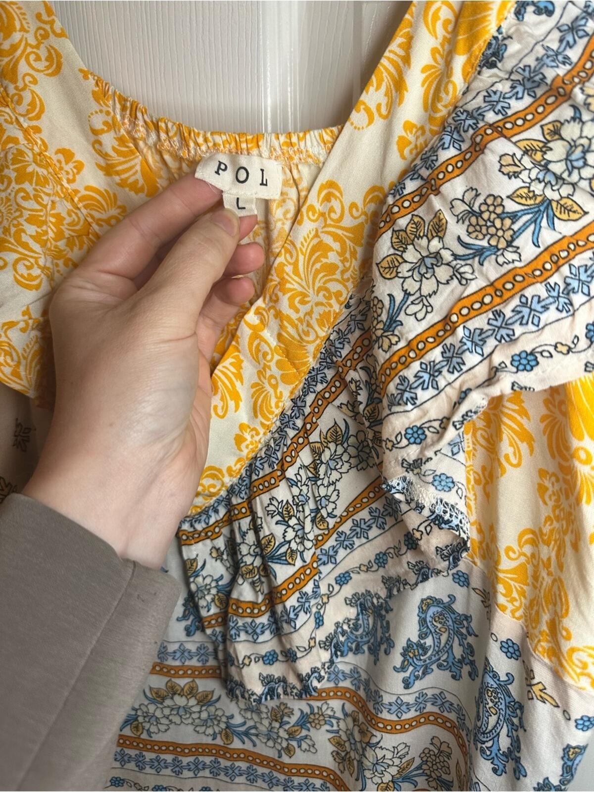 POL Yellow and White Patterned Sleeveless Maxi Dress