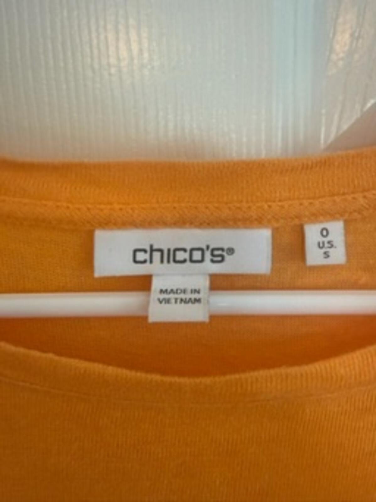 Chico’s Linen Blend Orange Ruffle Sleeve Top Women’s Size 0