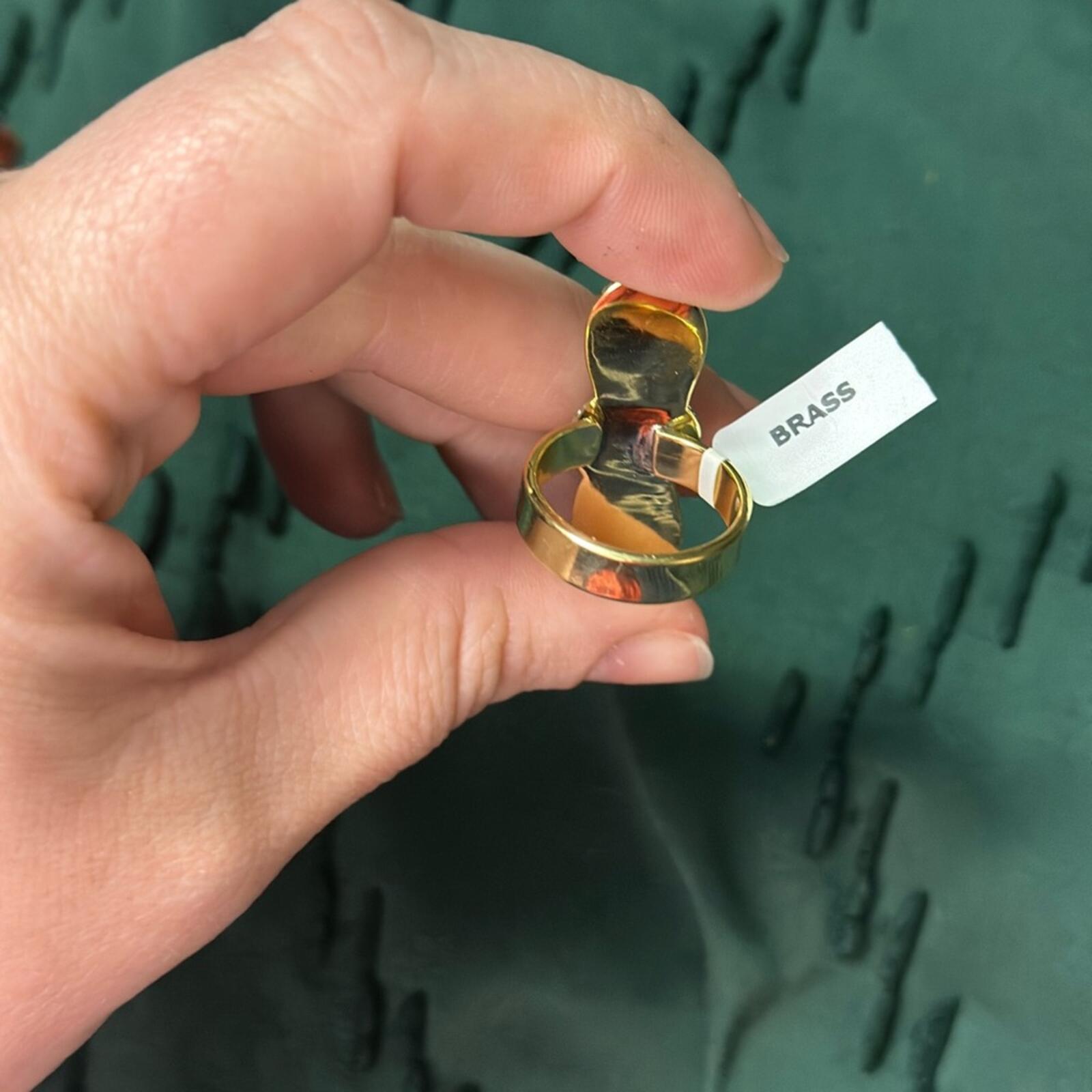Triple Sonoran Blue Brass Ring